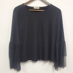 Pebble And Stone Womens Bell Sleeve Fairy Grunge‎ Top Size M Whimsigoth Mesh